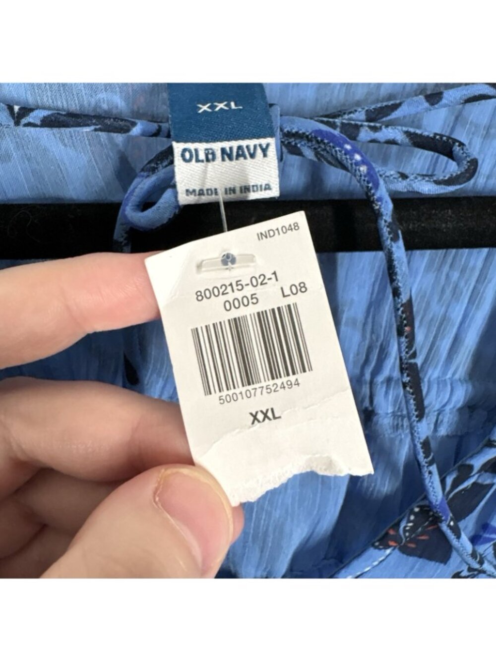 Old Navy Womn XXL Blue Floral Boho Peasant Chiffon Smocked Poet Swing Blouse NWT - Picture 8 of 11